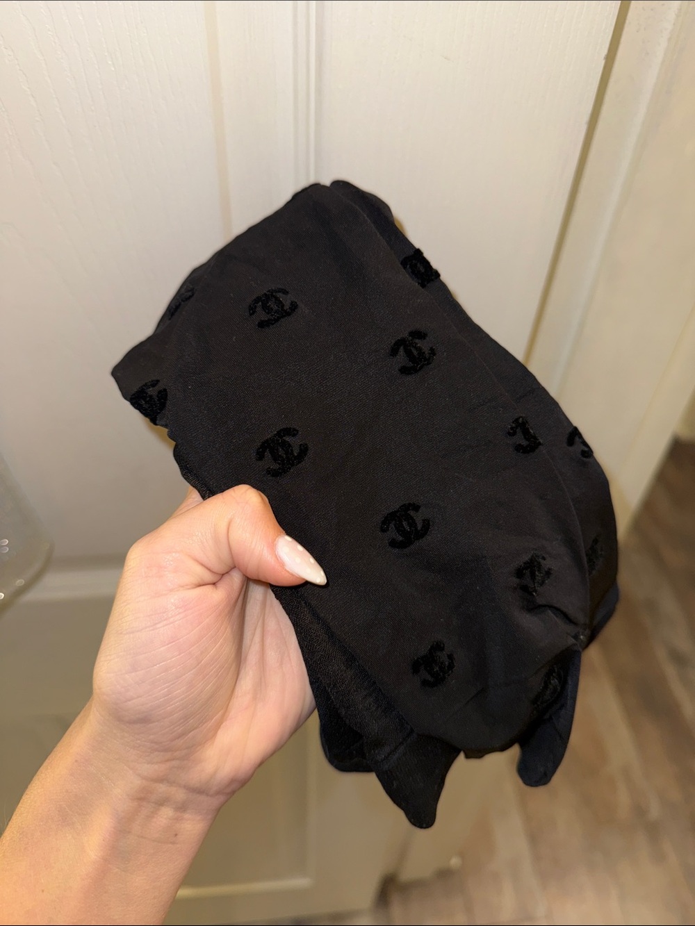 Black Sheer tights with Logo Detail